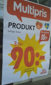 Så härligt när ICA i Ulricehamn säljer produkten "Produkt" till Multipris. 3 st "Produkt" för 90 kronor. :)